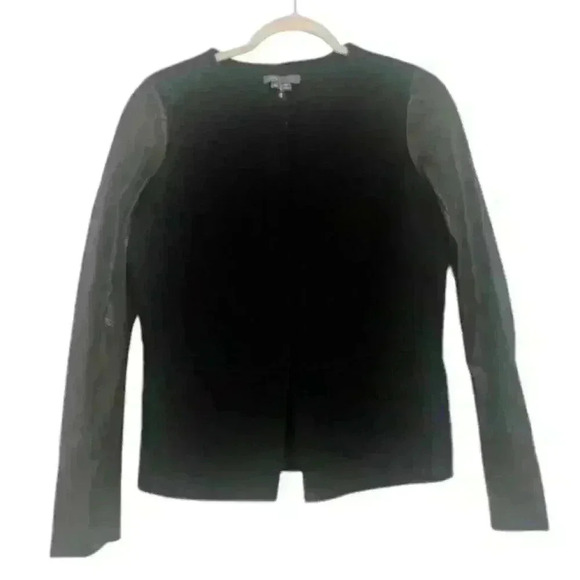 VINCE Womens Moto Zip Jacket Wool Leather Jacket Sweater Cyberpunk Size Small - Picture 1 of 13